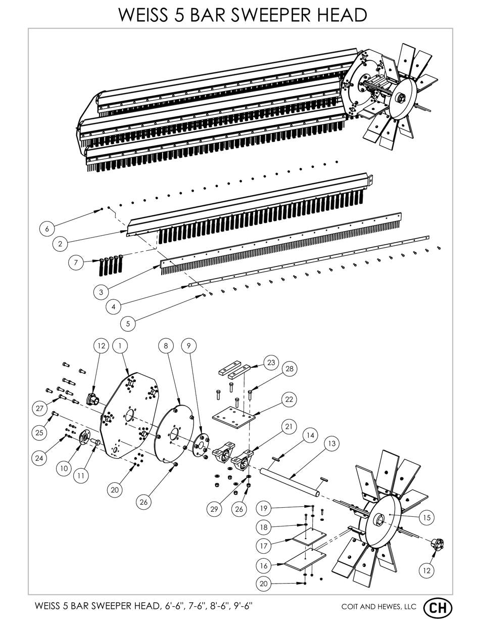 Weiss McNair 5 Bar Sweeper Head — Parts Viewer — Parts Diagram