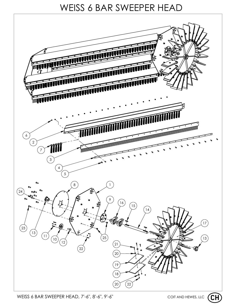 Weiss McNair 6 Bar Sweeper Head — Parts Viewer — Parts Diagram